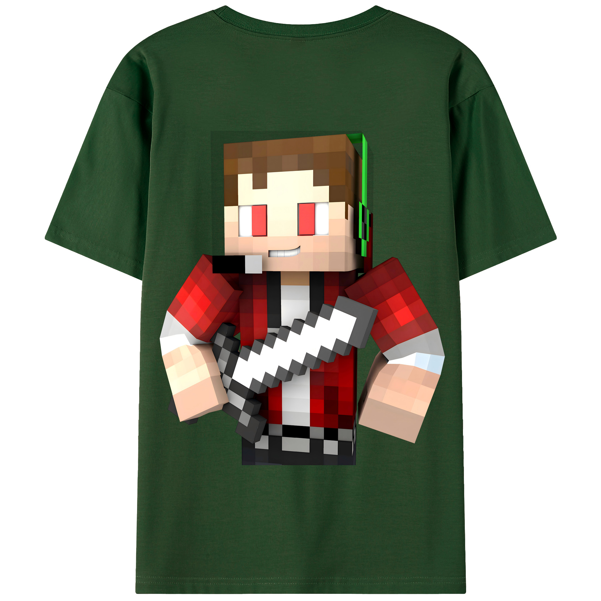 （画像用） マインクラフト ブロックの世界 Minecraft MC Block world 綿100％半袖Tシャツ（背面プリント）